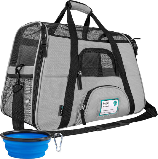 Premium Airline Approved Soft-Sided Pet Travel Carrier by PetAmi | Ventilated, Comfortable Design with Safety Features | Perfect For Plane or Car | Ideal for Small to Medium Sized Cats, Dogs, and Pets