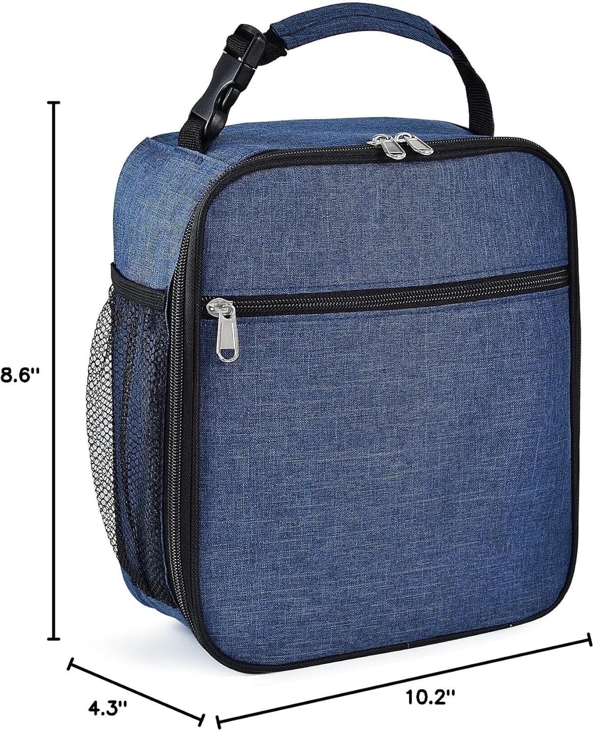Insulated Lunch Bag, Leakproof Portable Lunch Box for Women Men Boys Girls, Large Capacity Cooler Bag with Handle and Bottle Pocket for Office School Camping Hiking Outdoor Beach Picnic (Black)