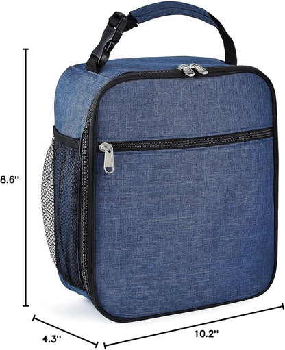 Insulated Lunch Bag, Leakproof Portable Lunch Box for Women Men Boys Girls, Large Capacity Cooler Bag with Handle and Bottle Pocket for Office School Camping Hiking Outdoor Beach Picnic (Black)