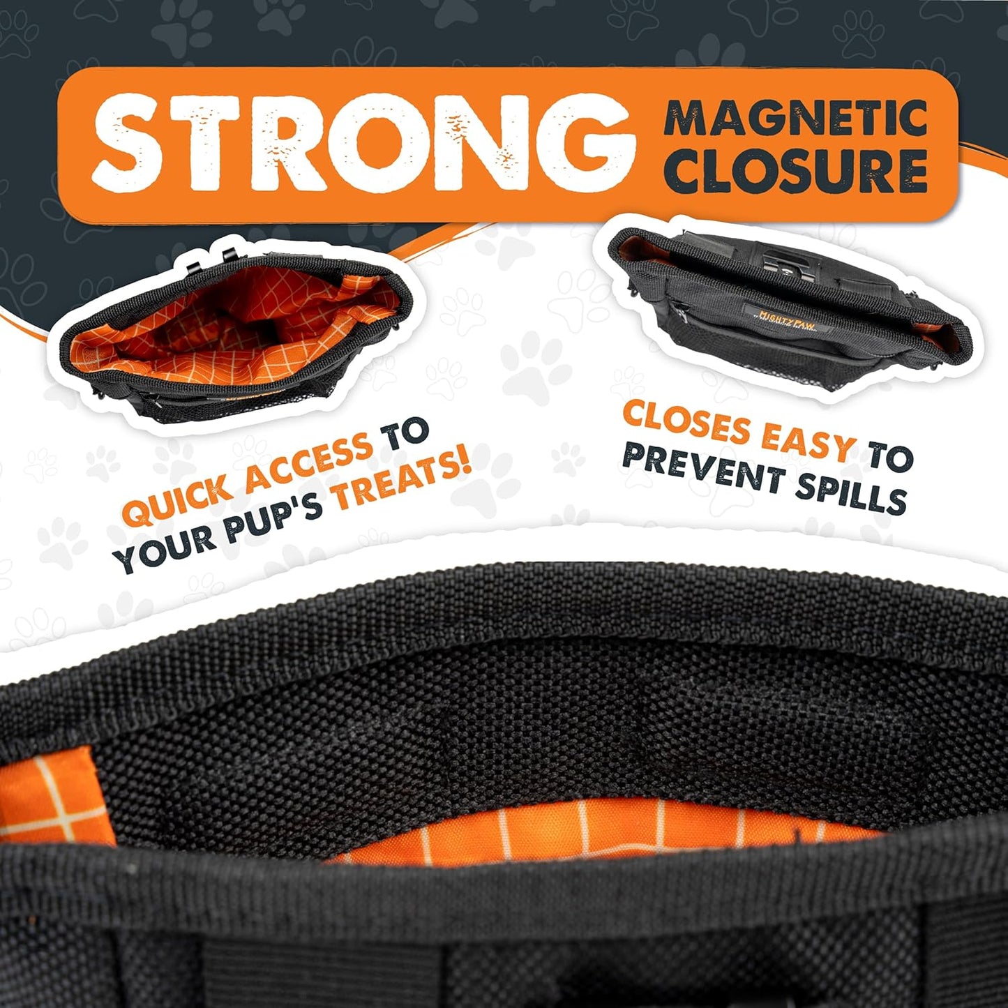 Mighty Paw Dog Treat Pouch 2.0 | Pet Training Hands-Free Snack Bag w/Strap. Holds 2 Cups Kibble, Phone & Keys. Magnetic Clasp & Waist Belt Clip. Includes 1 Roll of Poop Bags (Green/Grey)