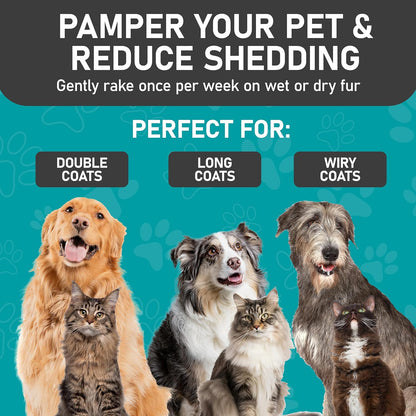 Maxpower Planet Pet Grooming Brush - Double Sided Shedding, Dematting - Undercoat Rake for Dogs - Dog Grooming Brush - Deshedding Brush for Dogs - Dog Brush, Cat Brush, Reduce Shedding by 95%, Black