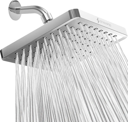 SparkPod Shower Head - High Pressure Rain - Premium Quality Luxury Design - 1-Min Install - Easy Clean Adjustable Replacement for Your Bathroom Shower Heads (Luxury Polished Chrome, 6 Inch Round)