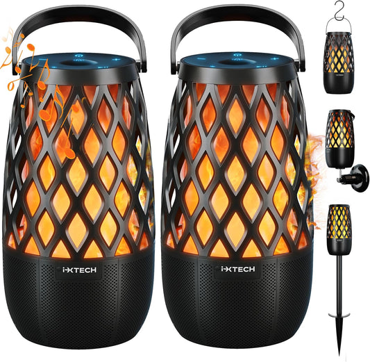 IXTECH Outdoor Bluetooth Speakers, Waterproof Portable Bluetooth Speaker Wireless with Lights, Outdoor Gifts for Dads Mom, Multi-Sync Wireless Connection, Lantern Speakers Mountable, 2 Pack