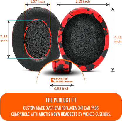 WC Freeze for Arctis Nova - Hybrid Fabric Cooling Gel Replacement Earpads for Arctis Nova Pro Wired, Nova 7, 5, 4, 3, 1 - Made by Wicked Cushions (Does Not Fit Nova Pro Wireless) | Black