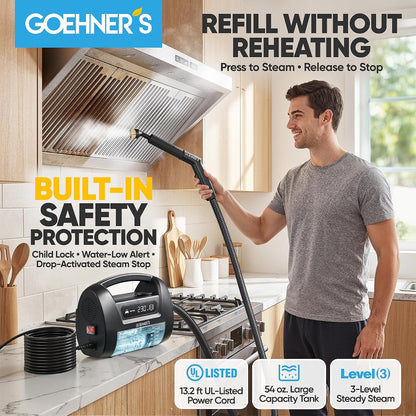 2026 Upgraded Handheld Steam Cleaner for Home & Car, 110℃/3.5 Bar High-Pressure Portable Hand Held Steamer, 30s Heat-Up, Chemical-Free Deep Cleaning for Car Detailing Grout Bathroom Kitchen