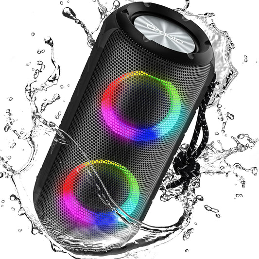 Oraolo Bluetooth Speaker 24W, Portable Speaker with RGB Lights, Stereo Sound, Bluetooth 5.3, 24H Playtime, IPX6 Waterproof, AUX-in, Speaker for Outdoor Camping