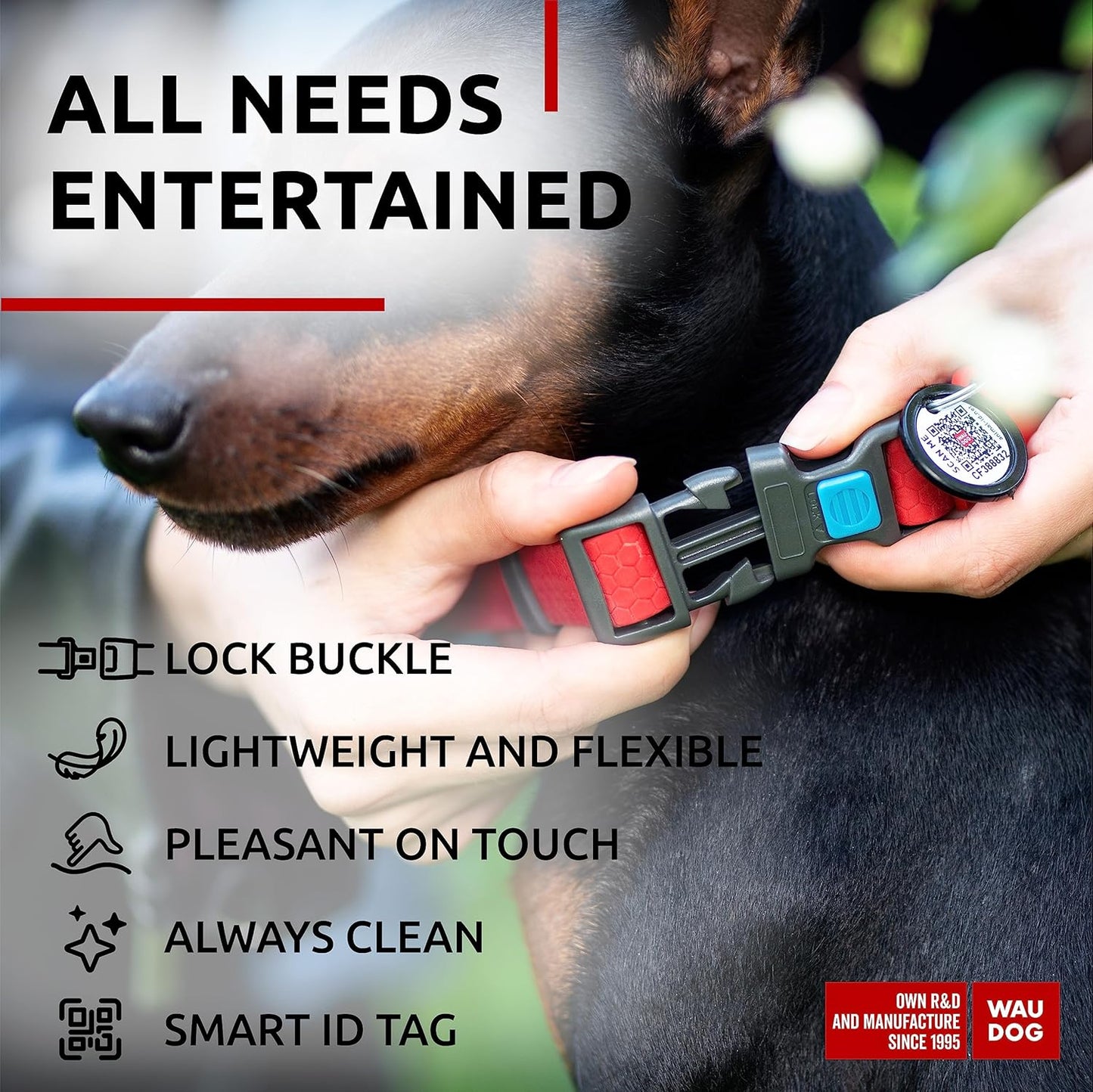 Waterproof Dog Collar - Adjustable Glow Dog Collar for Large Dogs, Small and Medium Dogs - Heavy Duty Dog Collars with Durable Metal Clasp and QR Dog Tag - Glow in The Dark Dog Collars