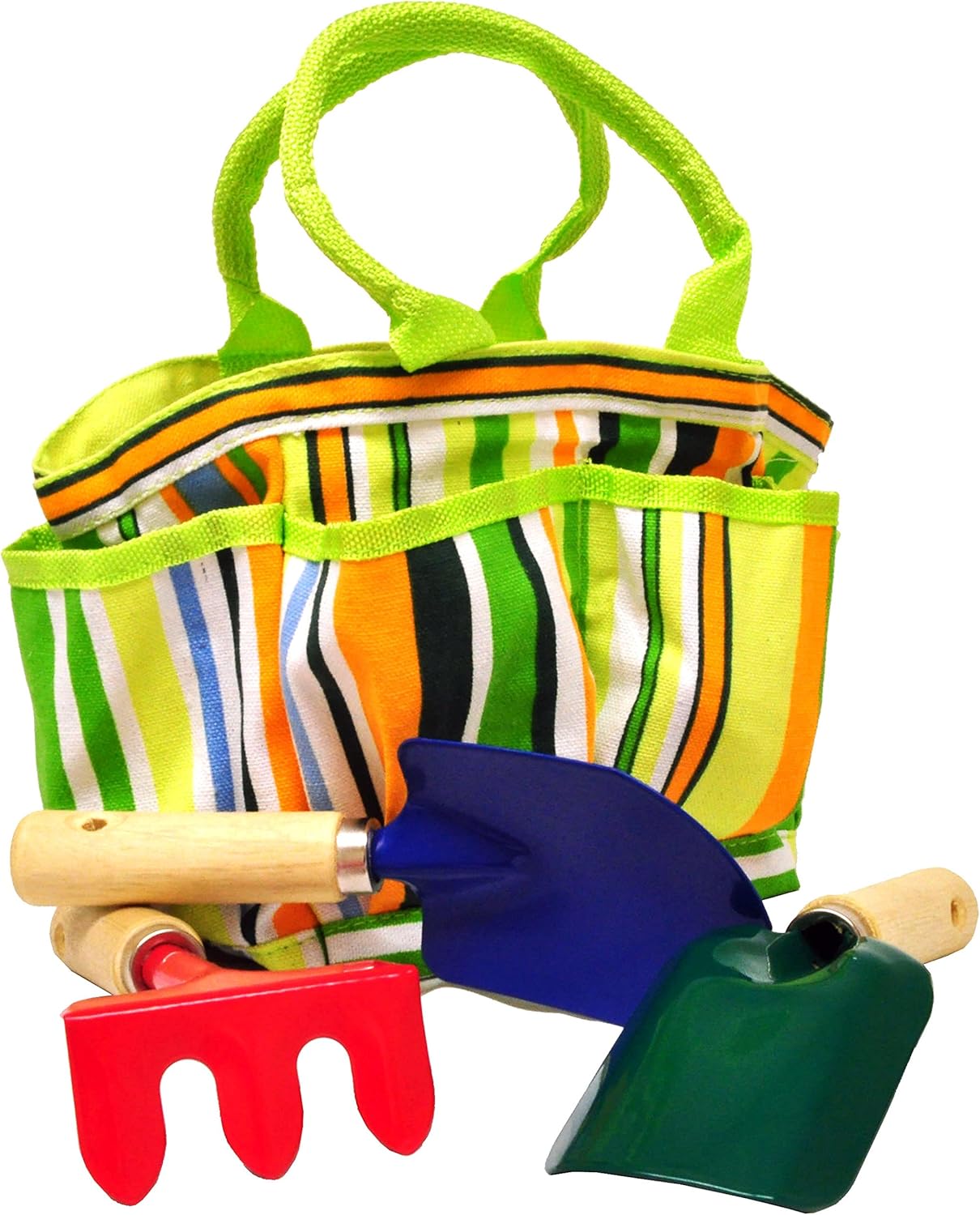G & F Products 10018 JustForKids Kids Garden Tool Set Toy, Rake, Spade, Hoe and Leaf Rake, Reduced Size, 4-Piece