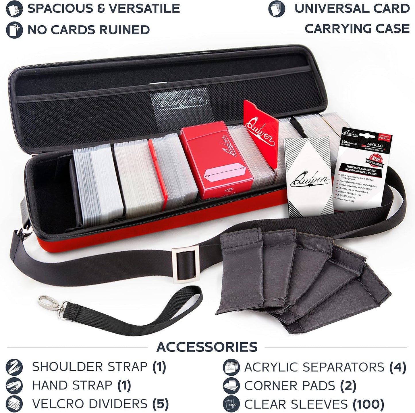 Pink Bolt Card Carrying Case - Playing Card Case Deck Box Storage, Compatible with TCG, Magic: the Gathering Commander MTG, YuGiOh & other Trading Cards (+ 100 Apollo Sleeves)