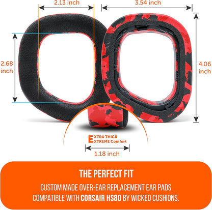 WC Freeze HS80 - Cooling Gel Earpads for Corsair HS80 RGB Wireless, Wired, & HS80 Max by Wicked Cushions - Elevate Comfort, Thickness & Sound Isolation for Epic Gaming Sessions | Black