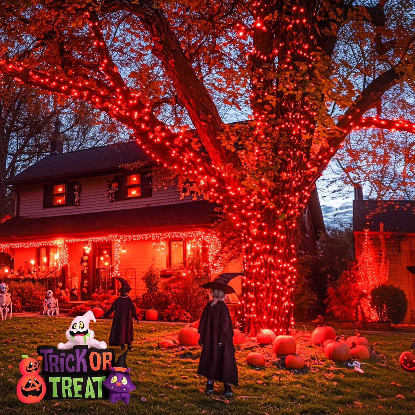 JMEXSUSS 2 Pack 75.5ft Orange Solar Christmas Lights, Total 400 LED Solar String Lights Outdoor Waterproof, 8 Modes Orange Halloween Lights for Tree Patio Garden Thanksgiving Halloween Decorations