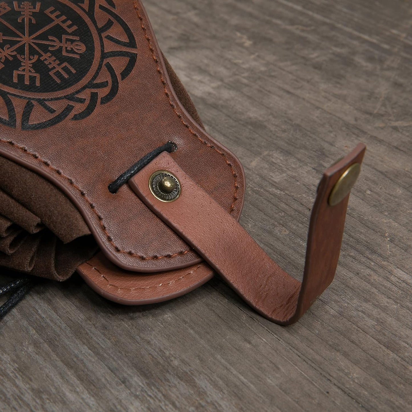 HiiFeuer Medeival Faux Leather Pouch, Portable Drawstring Purse, Vintage Belt Pouch Dice Bag For LARP Ren Faire