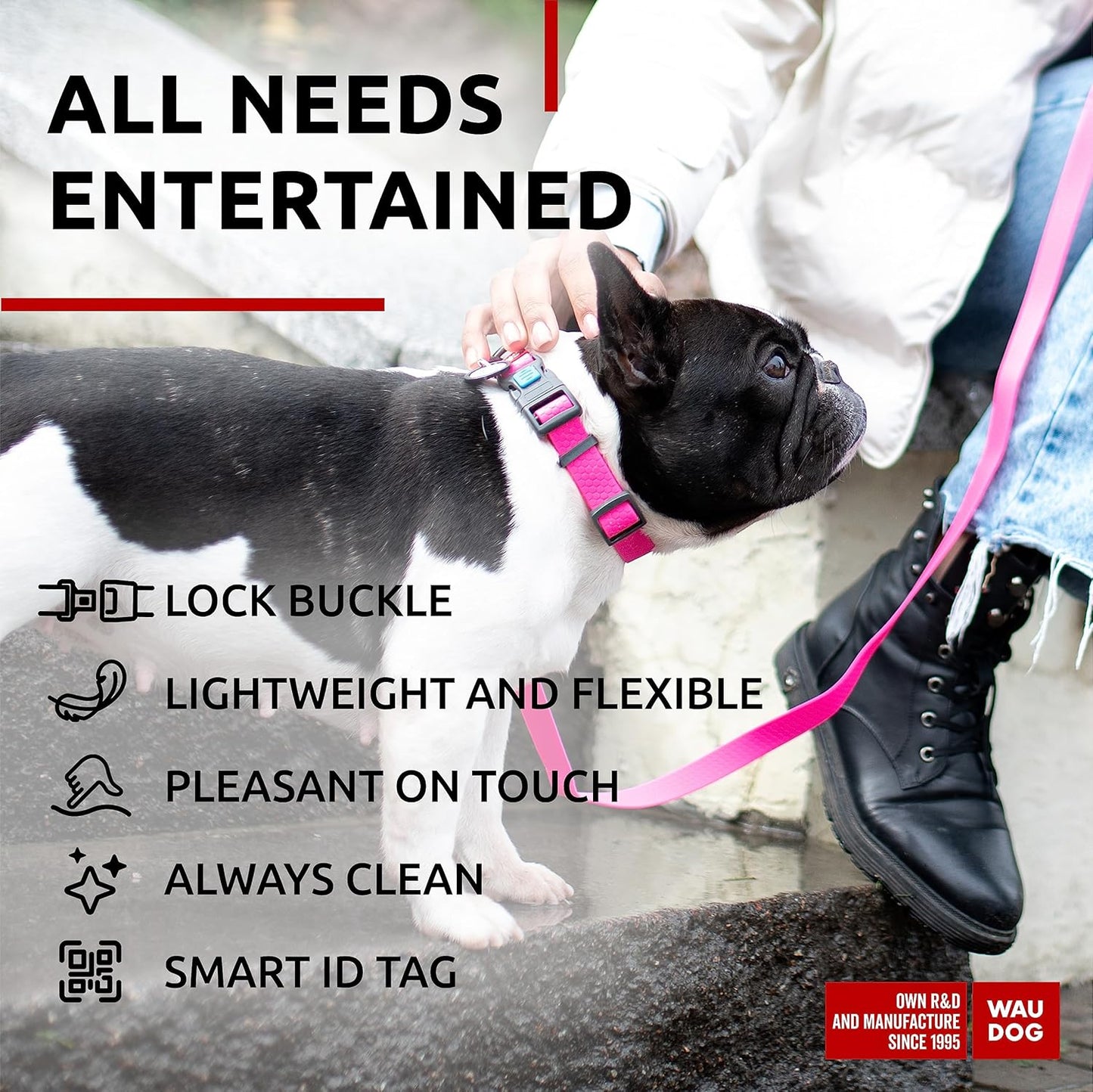 Waterproof Dog Collar - Adjustable Glow Dog Collar for Large Dogs, Small and Medium Dogs - Heavy Duty Dog Collars with Durable Metal Clasp and QR Dog Tag - Glow in The Dark Dog Collars