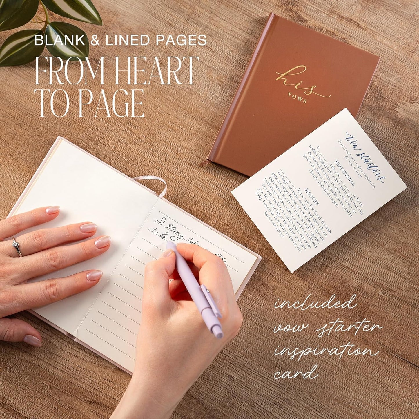 Wedding Vow Books His and Hers – Perfectly Sized, Hardcover Vow Booklets with Gold Foil Lettering – Vows Book Her & Him, Wedding Essentials Idea, Wedding Registry Gifts (Black Ivory, Gold)