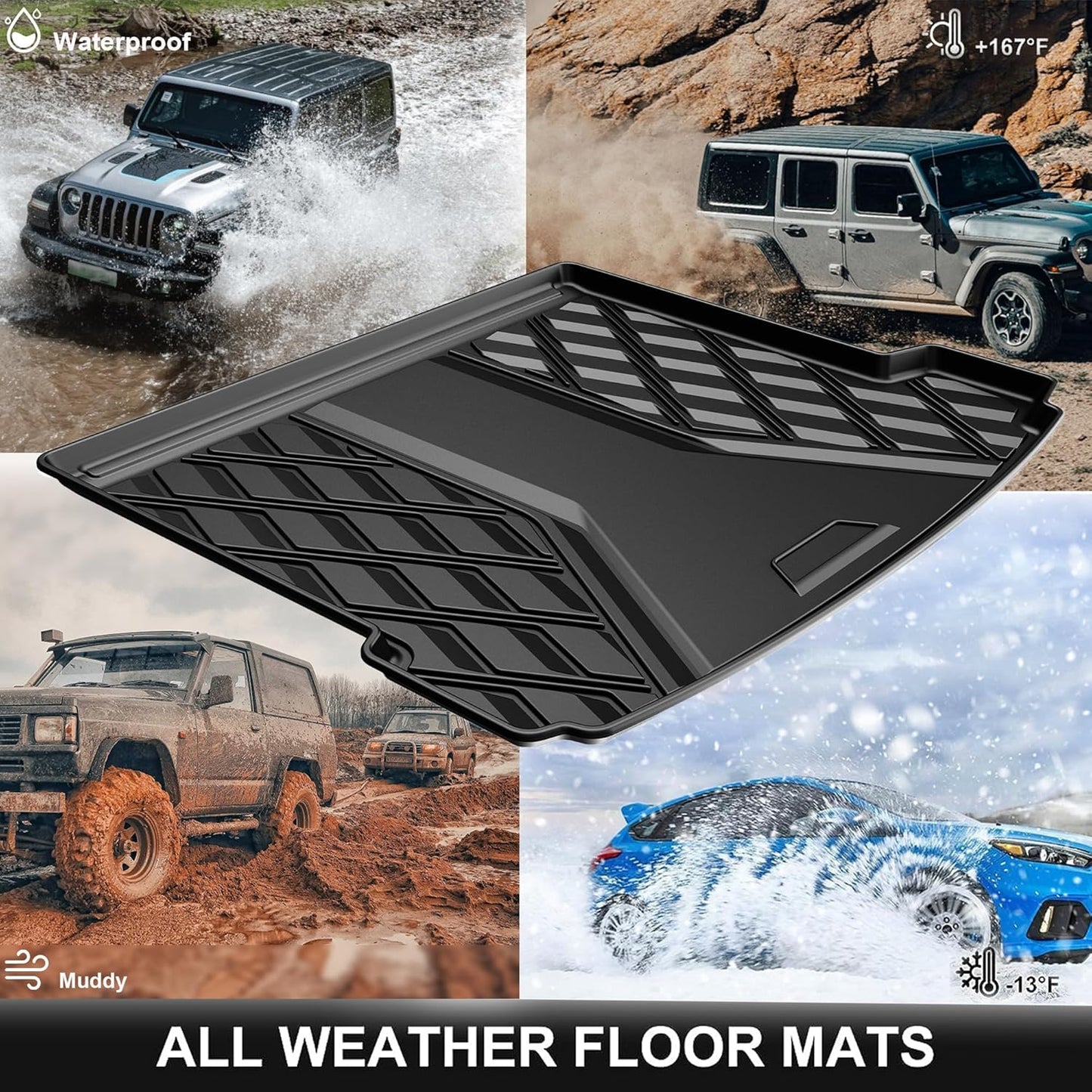 AOMSAZTO Floor Mats & Trunk Mat for 2024 2025 Chevy Equinox EV (Non Fuel),TPE All Weather Protection 2 Rows Car Floor Liners with Cargo Liner for Chevrolet Equinox EV (Non Fuel)