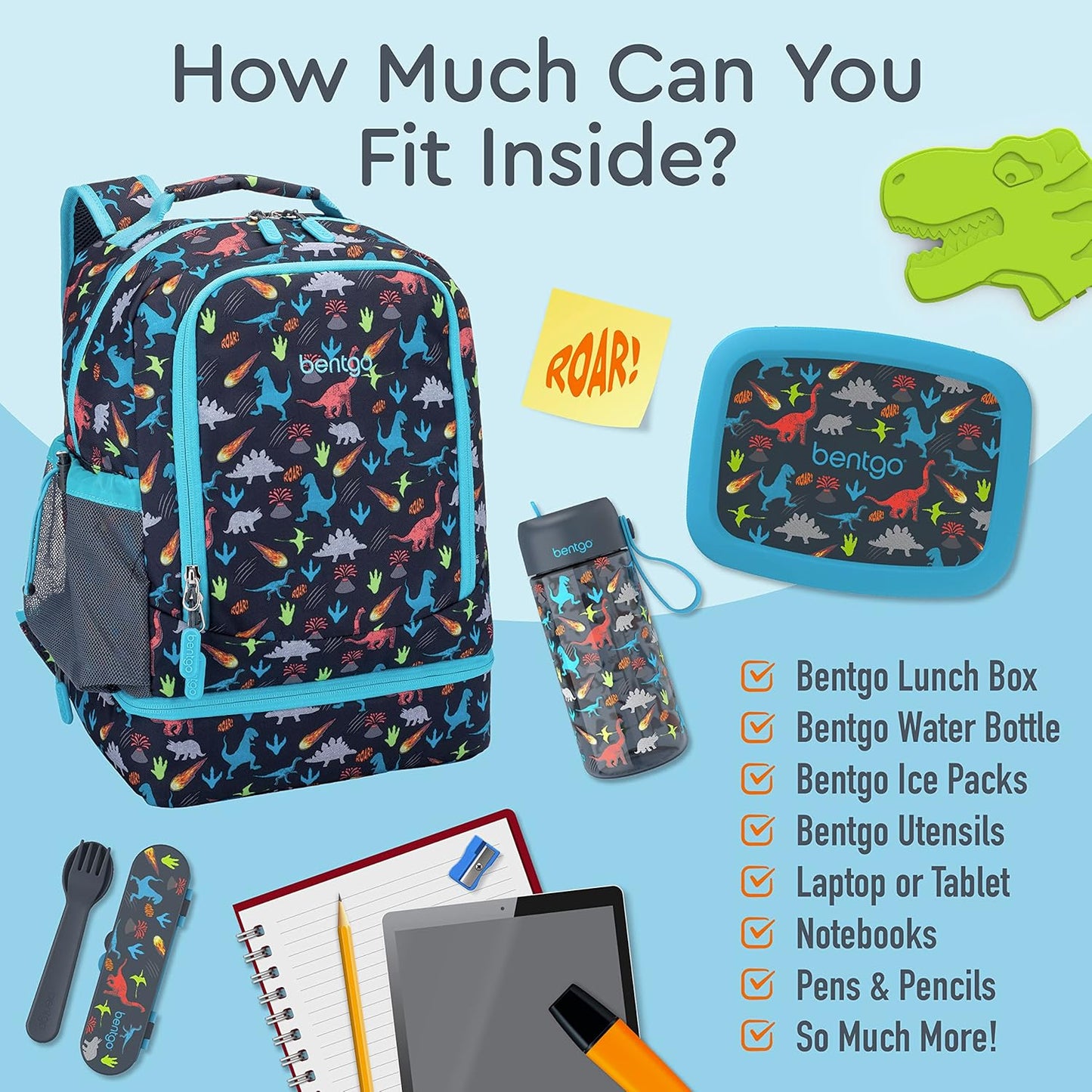 Bentgo Kids Prints 2-in-1 Backpack & Insulated Lunch Bag (Dinosaur)