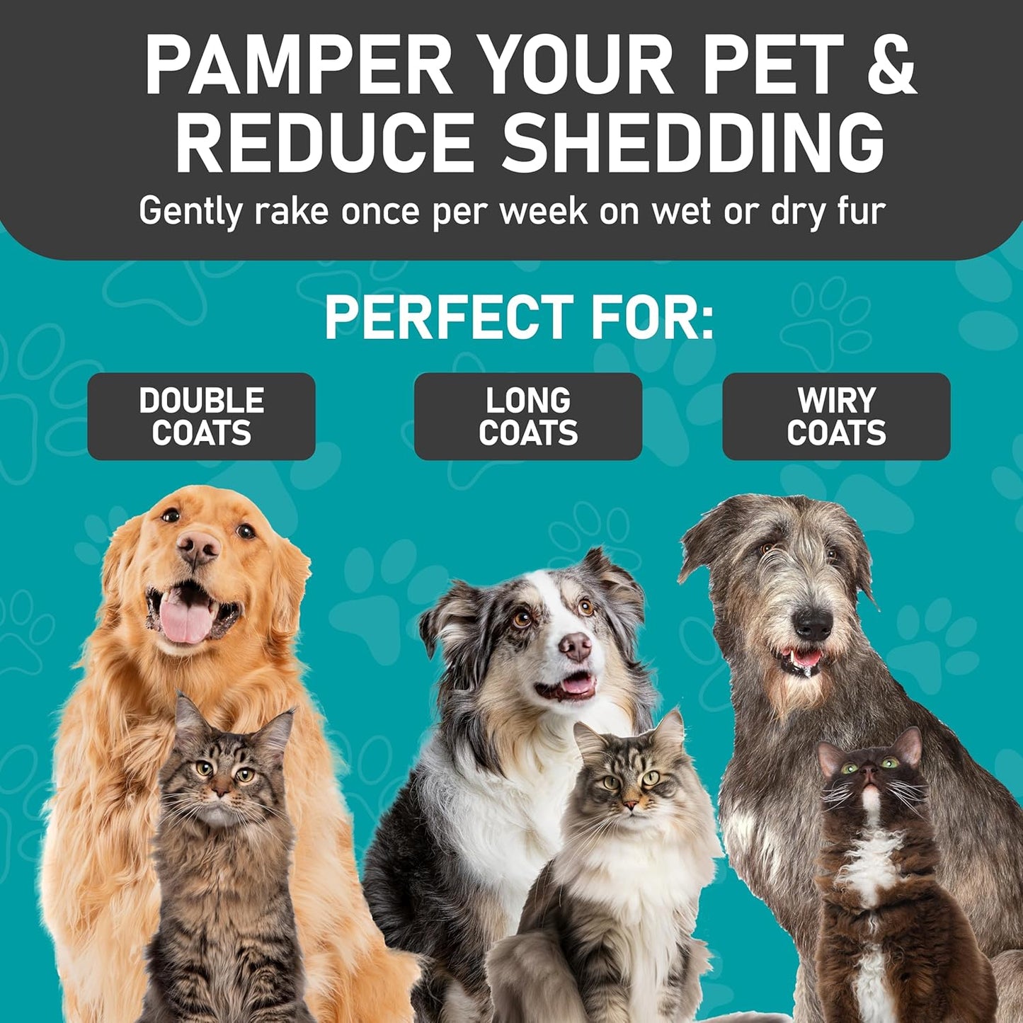 Maxpower Planet Pet Grooming Brush - Double Sided Shedding, Dematting - Undercoat Rake for Dogs - Dog Grooming Brush - Deshedding Brush for Dogs - Dog Brush, Cat Brush, Reduce Shedding by 95%, Black