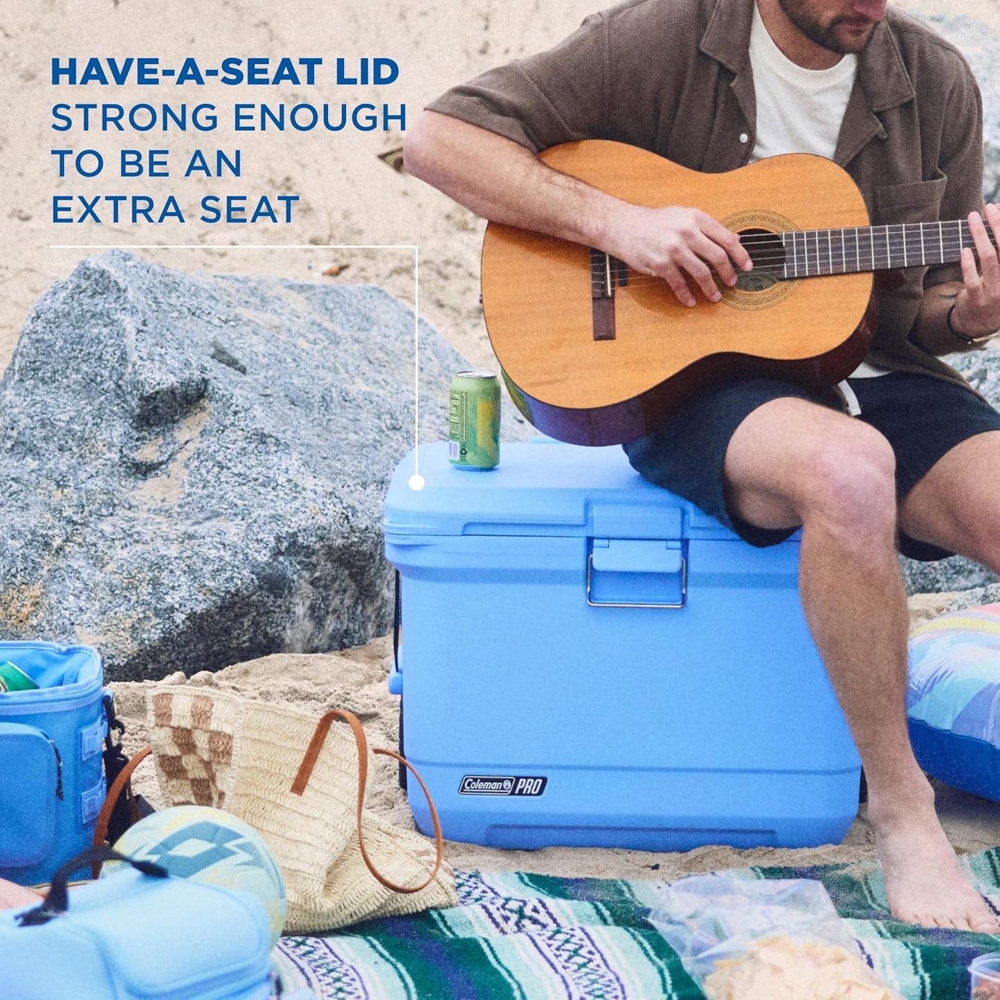 Coleman Pro Heavy-Duty Ultra-Light Premium Hard Cooler, 92/74/36-Can Capacity, Extra-Thick Insulation Keeps Ice up to 5/4/3 Days, 55-Quart Wheeled Cooler or 45/25 qt (No Wheels), Blue Sky