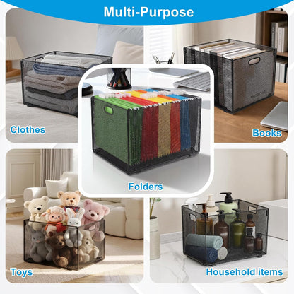 EASEPRES Hanging File Organizer Box, Metal Mesh Desk Folder Holder, 1 Pack