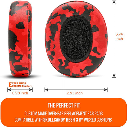 WC Replacement Earpad Cushions for Skullcandy Hesh 3 & Crusher Over-Ear Headphones Made by Wicked Cushions | Improved Durability and Thickness for Improved Comfort and Noise Isolation | 90's Black
