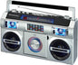 Studebaker SB2145S 80's Retro Street Bluetooth Boombox with FM Radio, CD Player, LED EQ, 10 Watts RMS and AC/DC in Silver
