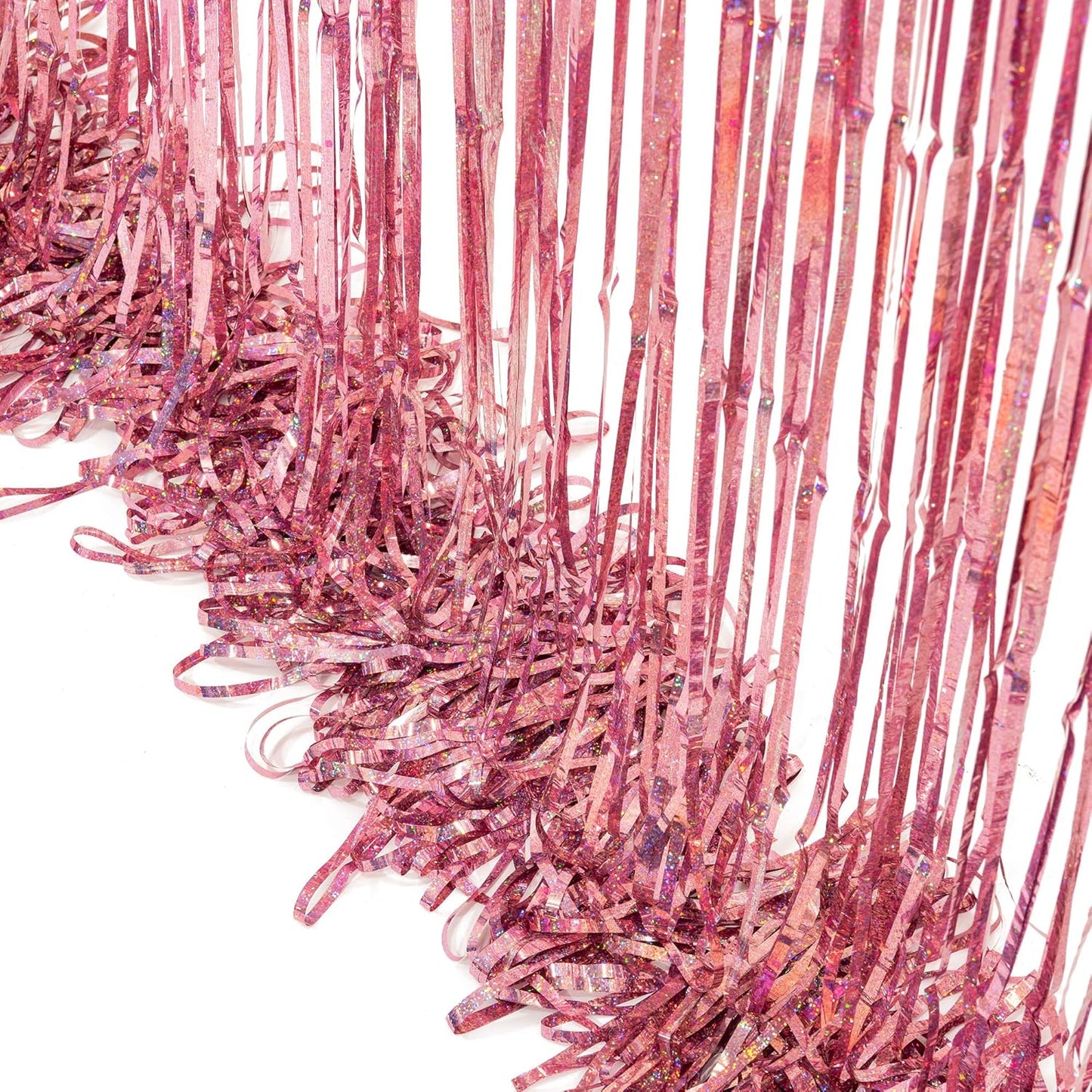 GREATRIL Iridescent Party Tinsel Fringe Backdrop Decorations - Holographic Foil Streamers Curtain for Mermaid/Under The Sea/Frozen/Ocean/Disco/Birthday Themed 3.2ft x 6.5ft - 2 PCS