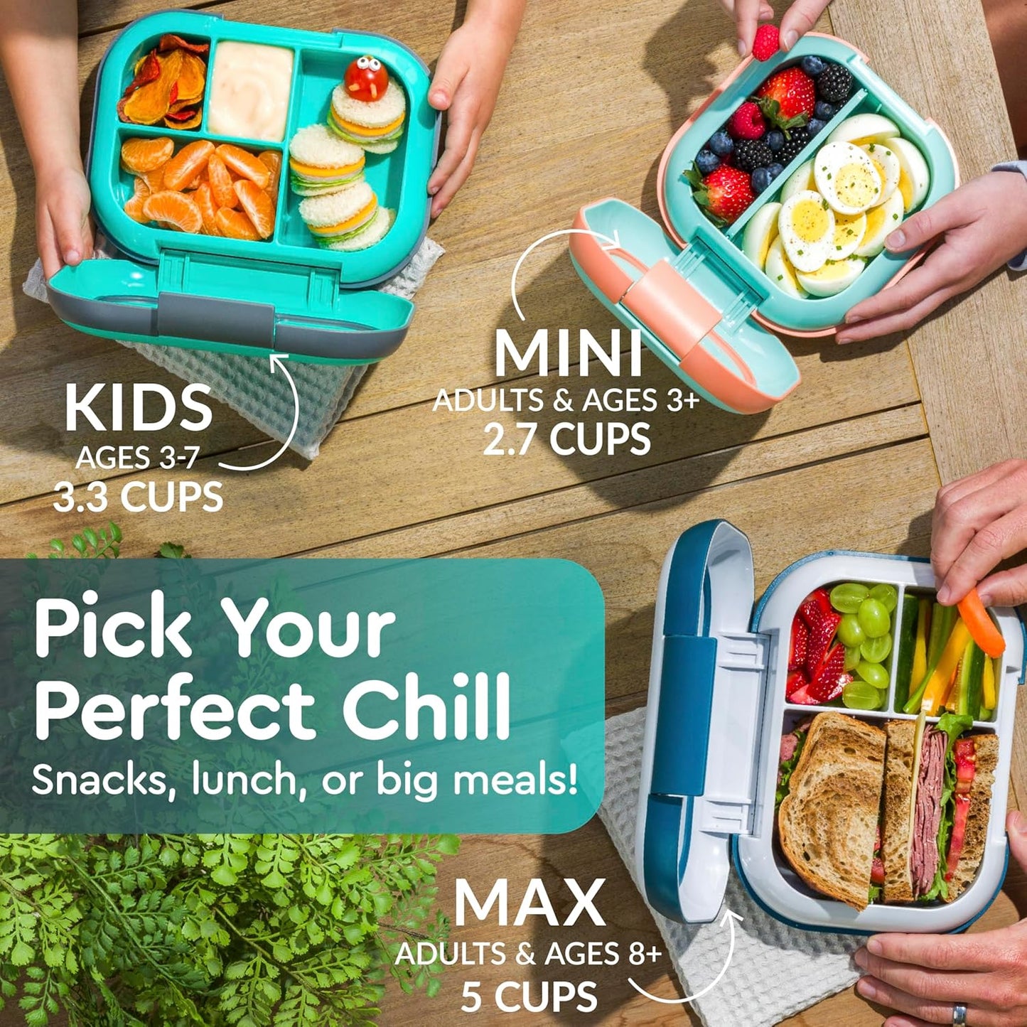 Bentgo Chill Kids Leak-Proof Lunch Box - 4-Compartment Bento Box with Built-In Ice Pack, 3.3 Cup Capacity, PFAS & BPA-Free, Microwave & Dishwasher Safe, Ideal Size for Ages 3 to 7 (Aqua)