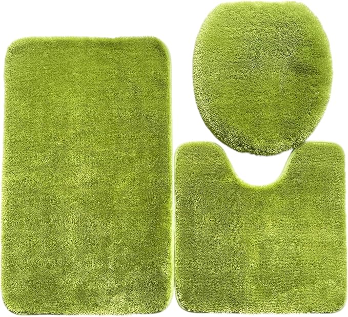 Daniel's Bath & Beyond 3 Piece Solid Luxury Bath Mat, Lime Green, (3PC Solid Luxury)
