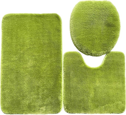 Daniel's Bath & Beyond 3 Piece Solid Luxury Bath Mat, Lime Green, (3PC Solid Luxury)