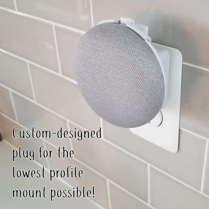 The Nest Mini Backpack 2nd Gen 2019: The Simplest and Cleanest Outlet Wall Mount Hanger Stand for NEW Google Nest Mini - No Cord Wrapping Required - Designed in USA (White)