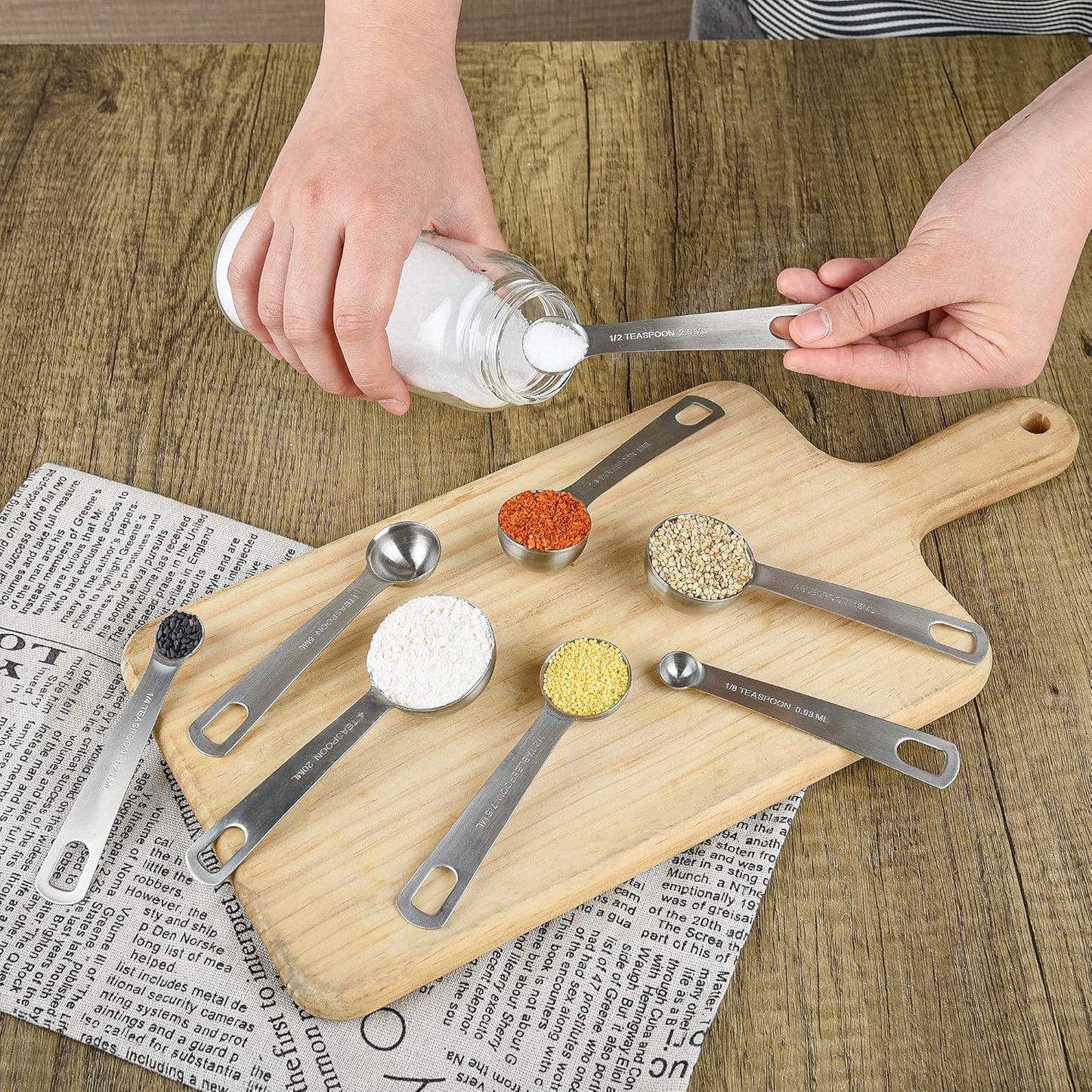 Smithcraft Measuring Cup Set of 8 Stainless Steel Measuring Cups18/8(304) Steel Material Heavy Duty 8 Measuring Cups and 1 Ring Set of 9