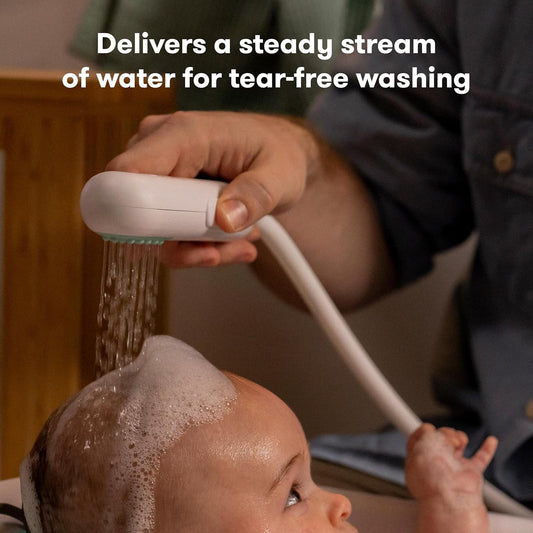 Frida Baby Control the Flow Bathtub Sprayer Attachment for Baby Bathtub, Baby Bath Shower Head with Scalp Massager, Control Waterflow with 2 Pressure Modes, Storage Caddy Holds 1 Gallon of Clean Water