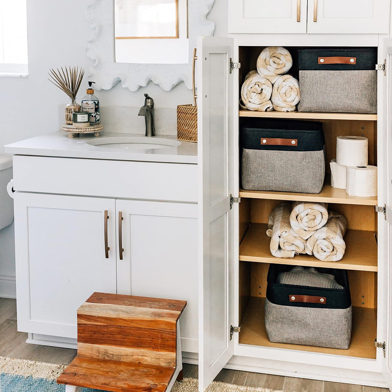 OrganiHaus Large Fabric Storage Baskets for Shelves 3 Pack, 15x11in Closet Storage Bins for Shelves, Cloth Baskets, Fabric Storage Cubes, Linen Closet Organizers, Fabric Basket, White Basket