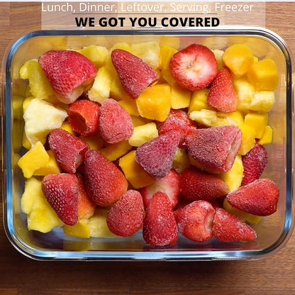 Razab 3300 Ml / 112 Oz Large Glass Container Food Storage with Lids - Leakproof, BPA-Free Large Meal Prep Container Ideal for Roasting Turkey, Store Leftover - Microwave & Oven Safe