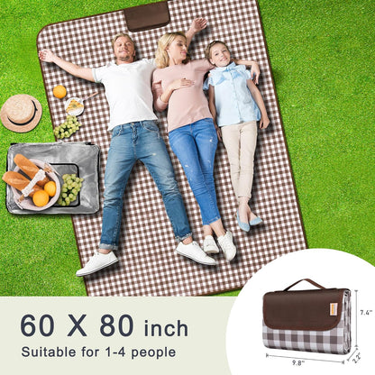 SAMSIER Large Outdoor Picnic Blankets Waterproof Foldable, Beach Blanket Sandproof Portable, Cute Picnic Mat Washable (Navy Blue, 60"×80")