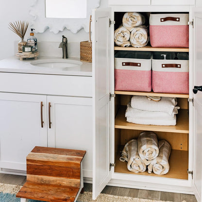 OrganiHaus Large Fabric Storage Baskets for Shelves 3 Pack, 15x11in Closet Storage Bins for Shelves, Cloth Baskets, Fabric Storage Cubes, Linen Closet Organizers, Fabric Basket, White Basket