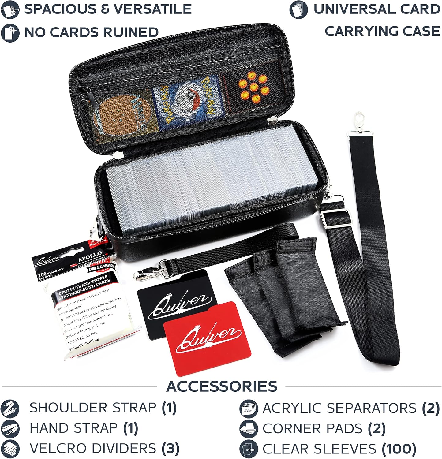 Pink Bolt Card Carrying Case - Playing Card Case Deck Box Storage, Compatible with TCG, Magic: the Gathering Commander MTG, YuGiOh & other Trading Cards (+ 100 Apollo Sleeves)