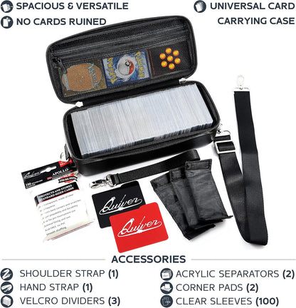Pink Bolt Card Carrying Case - Playing Card Case Deck Box Storage, Compatible with TCG, Magic: the Gathering Commander MTG, YuGiOh & other Trading Cards (+ 100 Apollo Sleeves)