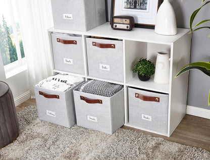 DECOMOMO Cube Storage Bin, Storage Cubes with Labels, Baskets for Shelves Kallax Linen Closet Organizers (Cube 10.5x11"/ 6pcs, Black)
