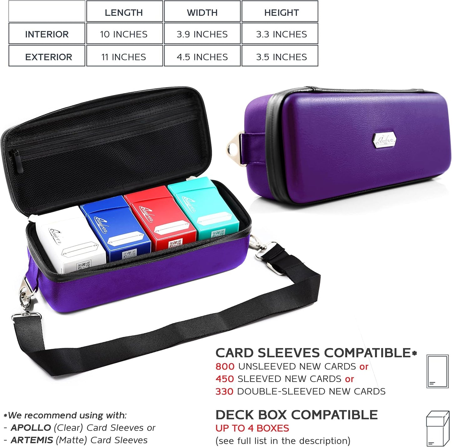 Pink Bolt Card Carrying Case - Playing Card Case Deck Box Storage, Compatible with TCG, Magic: the Gathering Commander MTG, YuGiOh & other Trading Cards (+ 100 Apollo Sleeves)