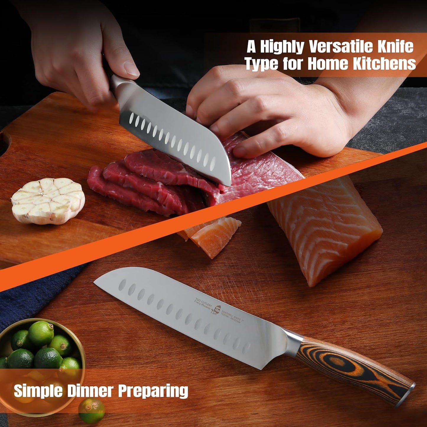 TUO Boning Knife - Razor Sharp Fillet Knife - High Carbon German Stainless Steel Kitchen Cutlery - Pakkawood Handle - Luxurious Gift Box Included - 7 inch - Fiery Phoenix Series