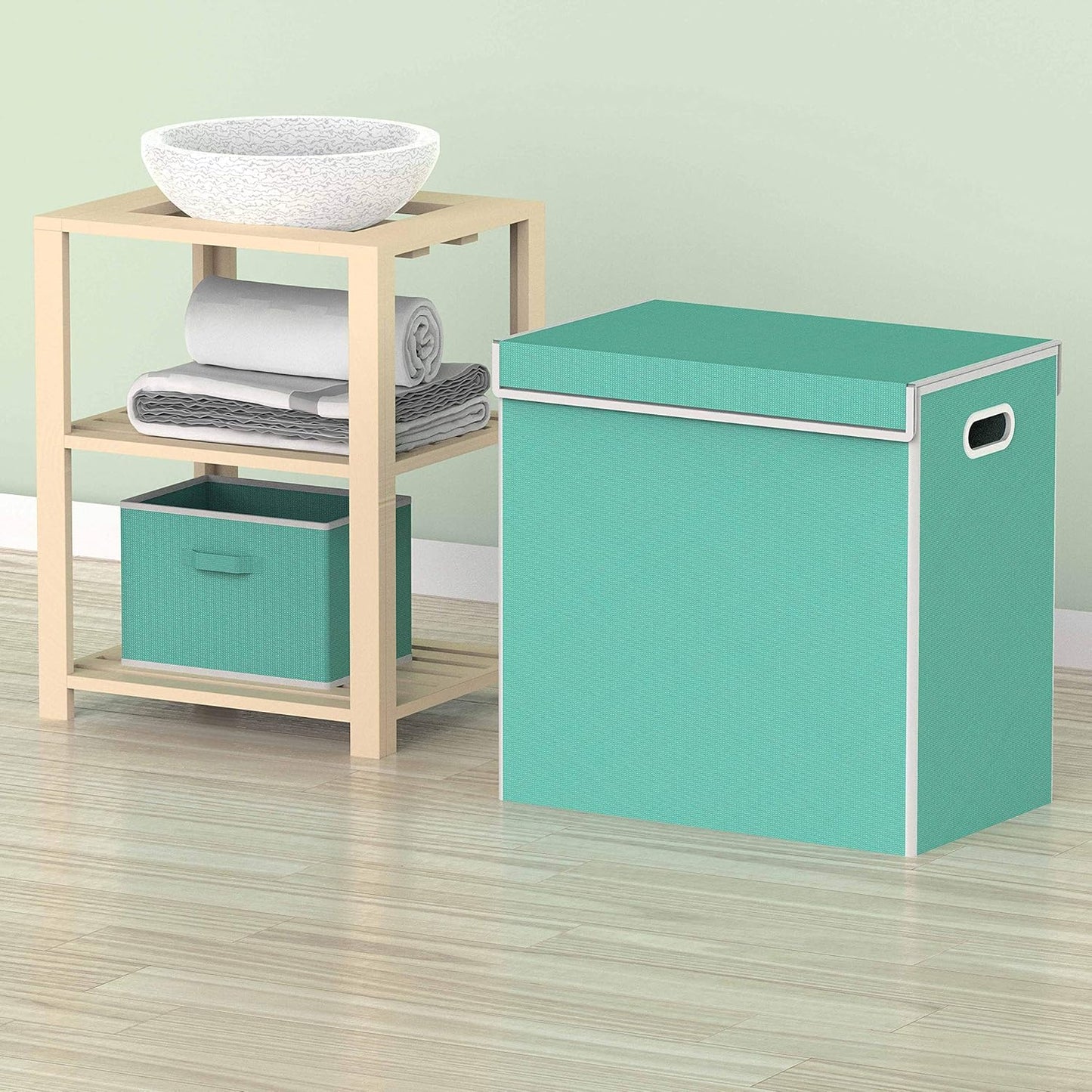 SimpleHouseware Double Laundry Hamper with Lid and Removable Laundry Bags, Beige