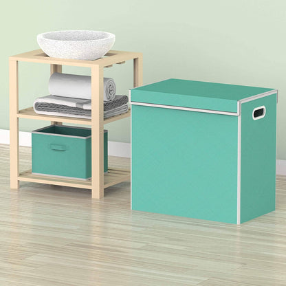 SimpleHouseware Double Laundry Hamper with Lid and Removable Laundry Bags, Beige