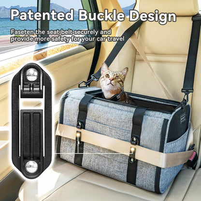 Petsfit Pet Carrier Airline Approved, Soft-Sided Cat Carrier with Patented Car Buckle, Lightweight and Collapsible with Adjustable Shoulder Strap, Soft Cushion,Green