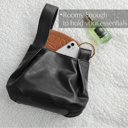Women's Clutch Soft Vegan Leather Hobo Top Handle Bag Small Tote Purse