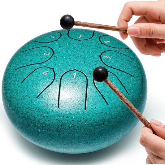 Lronbird Steel Tongue Drum Percussion, 6 Inch 8 Notes Musical Instruments, Music Gifts for Family Friends (Malachite) - PuriLite