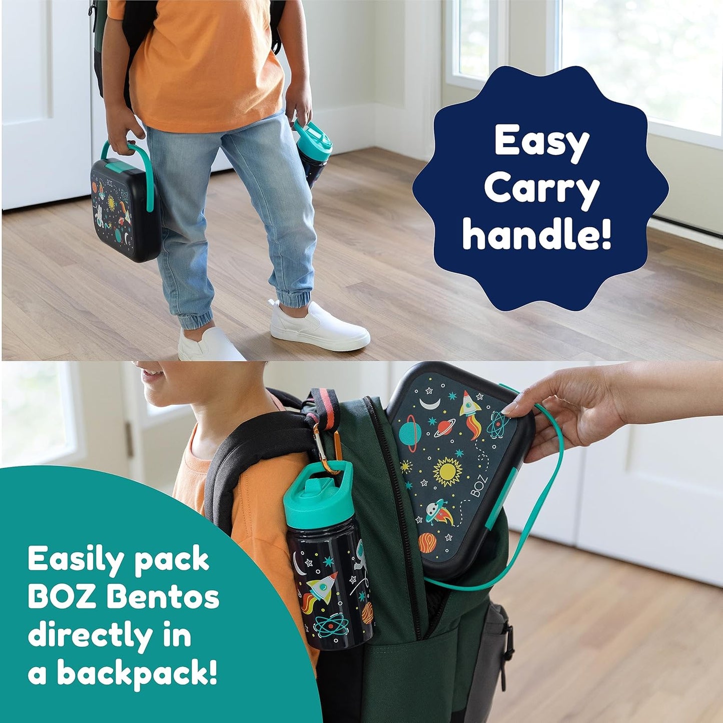 BOZ Kids Bento Lunch Box - 4 Compartment Kids Lunch Containers for Ages 3 to 7 - Leak Proof, Dishwasher Safe