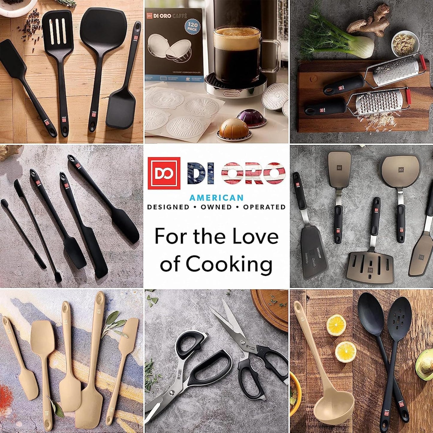 DI ORO Silicone Spatula Set - Rubber Kitchen Spatulas for Baking, Cooking, & Mixing - 600°F Heat-Resistant & BPA Free Silicone Scraper Spatulas for Nonstick Cookware - Dishwasher Safe (5pc, Black)
