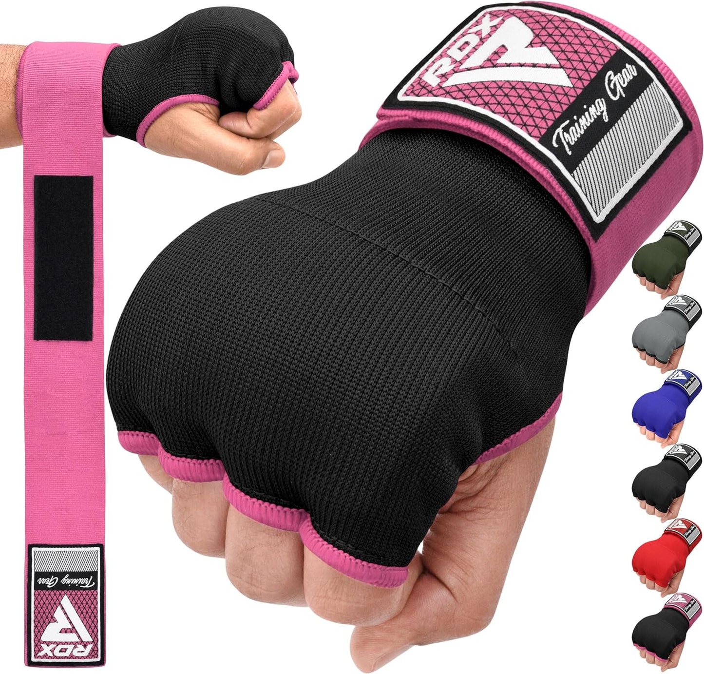 RDX Gel Boxing Hand Wraps Inner Gloves, Quick 100cm Long Wrist Straps, Elasticated, Padded Fist Hand Protection, Muay Thai MMA Martial Arts Punching Speed Bag Training Bandages, Under Mitts Handwraps