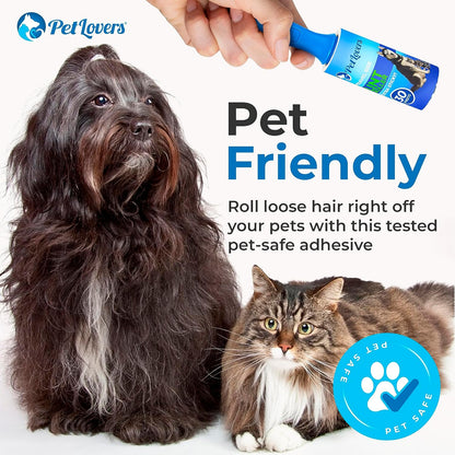 PetLovers Extra Sticky Lint Roller Mega Value Set for Pet Hair Removal, Dog and Cat Lint Remover (1 Pack Reusable)